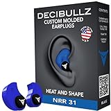 Decibullz Custom Molded Earplugs, 31dB Highest NRR, Comfortable Hearing Protection for Shooting, Travel, Swimming, Work and Concerts (Blue)