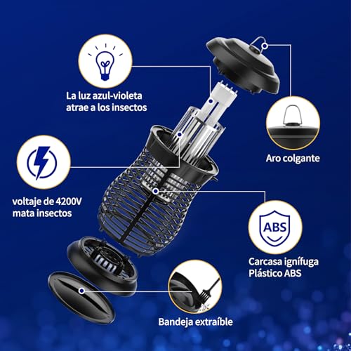YCQYNHQ Mata Mosquitos Electrico, Lámpara de Interior Antimosquitos, 18W Mosquito Killer, Adecuado para Eliminar Mosquitos y Moscas en Habitaciones Interiores, Cocinas y Aseos