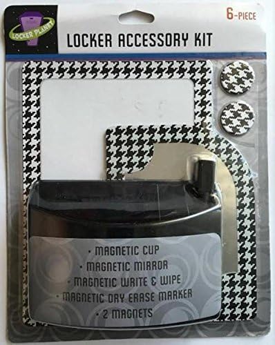 Locker Planet 6-pc Locker Accessory Kit, Black/White Houndstooth Design