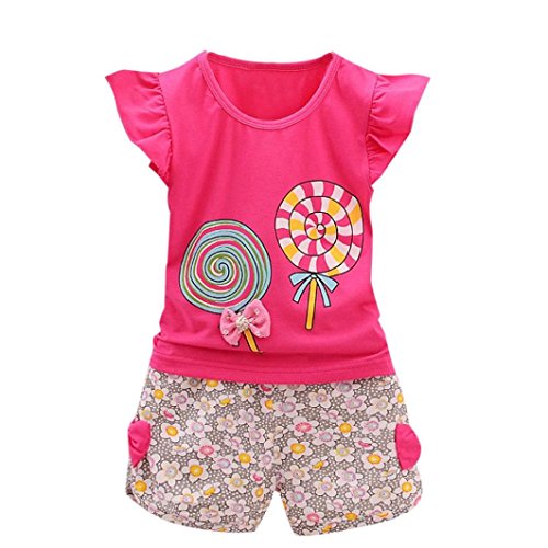 Muxika 2Pcs Toddler Kids Baby Girl Summer Clothes Lolly T-shirt Tops+Short Pants