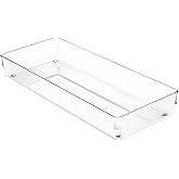 iDesign Linus Plastic Kitchen Drawer Organizer for Silverware, Spatulas, Cutlery, Gadgets, Office Supplies, Cosmetics, 6" x 15" x 2" - Clear