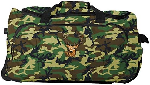 Big Boys' Rolling Duffel With Deer Head Image In Woodland Camoflauge