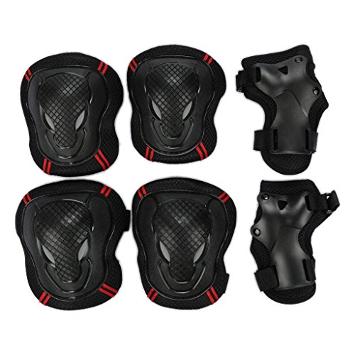 Besmall Adjustable Skateboard Skate Helmet with Protective Gear Knee Pads Elbow Pads Wrist Pads for Youth Outdoor Sports, BMX, Skateboard, Bike, Roller, Kid's Protective Gear Set Orange M