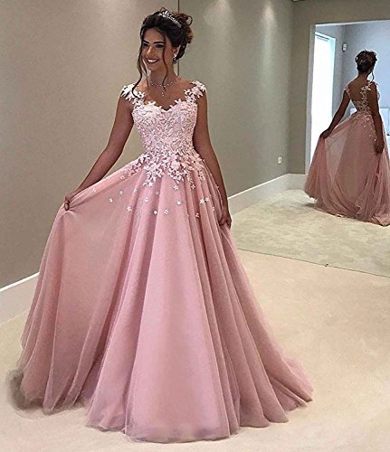 Lovelybride-Prinzessin-rmellos-Abendkleid-Lange-mit-Appliques-Spitze-Party-Kleid