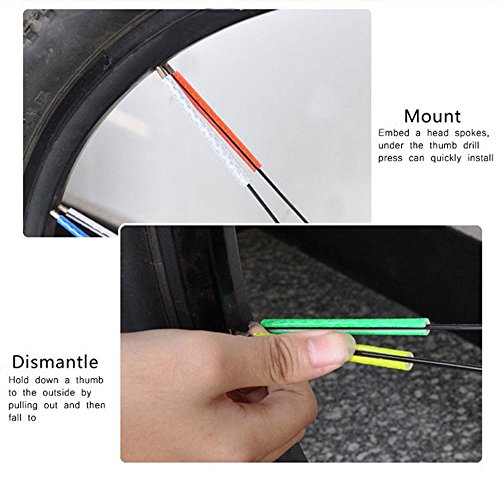 GOOTRADES 6 Sets/72pcs Bicycle Wheel Spoke Reflector Reflective Mount Clip Tube Warning Strip - Thumbnail 3