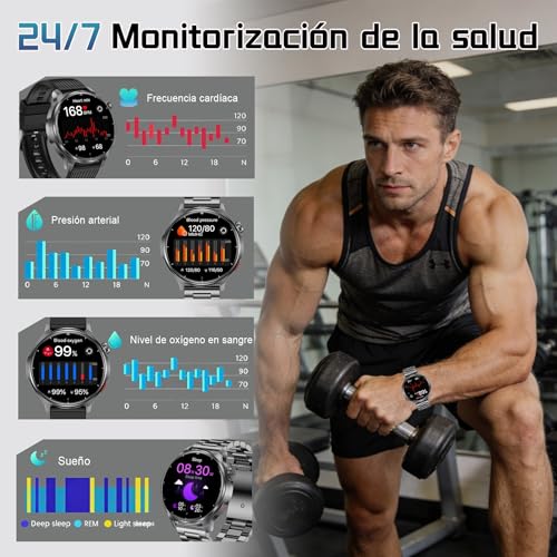 Men's Smart Watch with Calls, 1.52 Inch Smartwatch with Heart Rate Monitor SpO2 Sleep Monitor Pedometer, 100+ Sports Modes, Large 1000 mAh Battery, Activity Bracelet for Android iOS (Black)