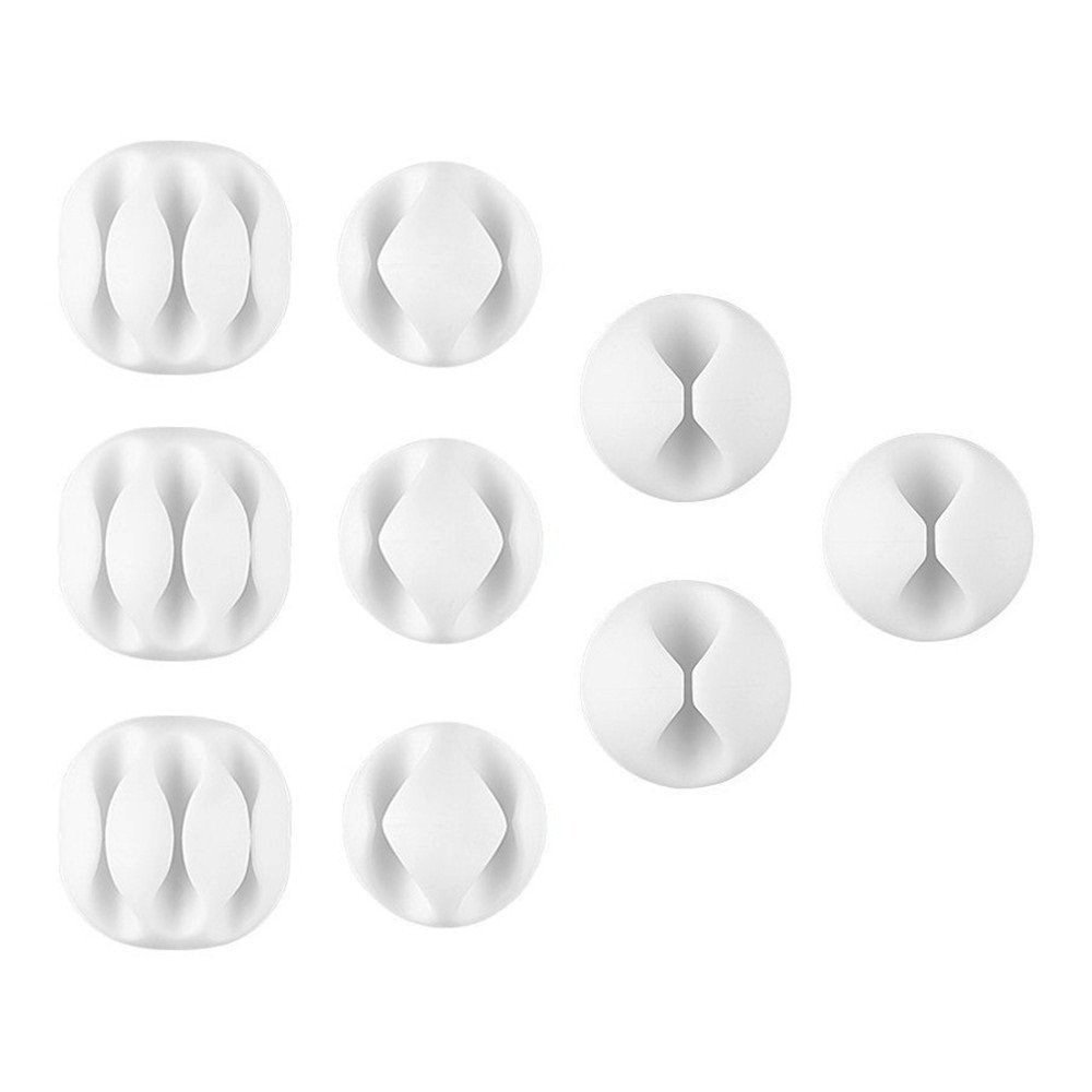 White Cable Tidy Clips, U-horizon 9 Pack Long Lasting Cable Drop Organizer, Cord Management System, Desktop Wire Holder, Hider for Computer or Mouse Cord, Home Office, White
