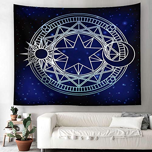 Cercle magique Tapisserie Tissu psychédélique Tenture murale Tapisseries pour Dortoir Salon Chambre (3,150X130cm)
