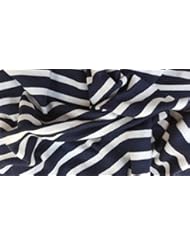 Art and Craft Supply: Rayon Lycra Spandex Fabric 1x1 Rib Knit Navy White Stripe by the Yard 8/16 - Koshtex