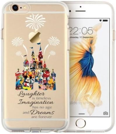 iPhone 7/ iPhone 7 Plus, Cartoon Movie Character Themed Fan Art CLEAR Hybrid TPU Surround for iPhone Range - Disney Themed Castle (Disney Castle, iPhone 7)
