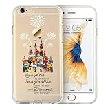 iPhone 7/ iPhone 7 Plus, Cartoon Movie Character Themed Fan Art CLEAR Hybrid TPU Surround for iPhone Range - Disney Themed Castle (Disney Castle, iPhone 7)