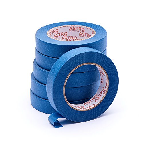 AstroTape Blue Painters Tape 1 inch (0.94"), 6 Pack - Medium Adhesive - No Residue Tape - 60 Yards (6 Rolls)
