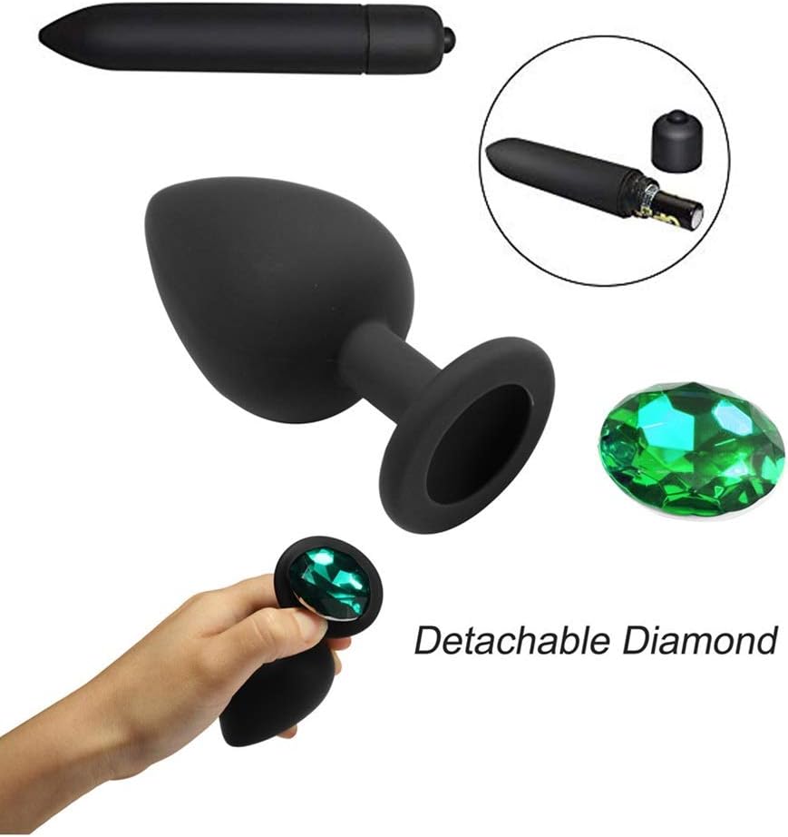 4 Pcs/Set Soft Silicone Bûtt Pl'uģ Set Round Luxury Gem Design Ànâles Plùg for Women&Men Beginner-with Víbratíng Másságe Stick: Health & Personal Care