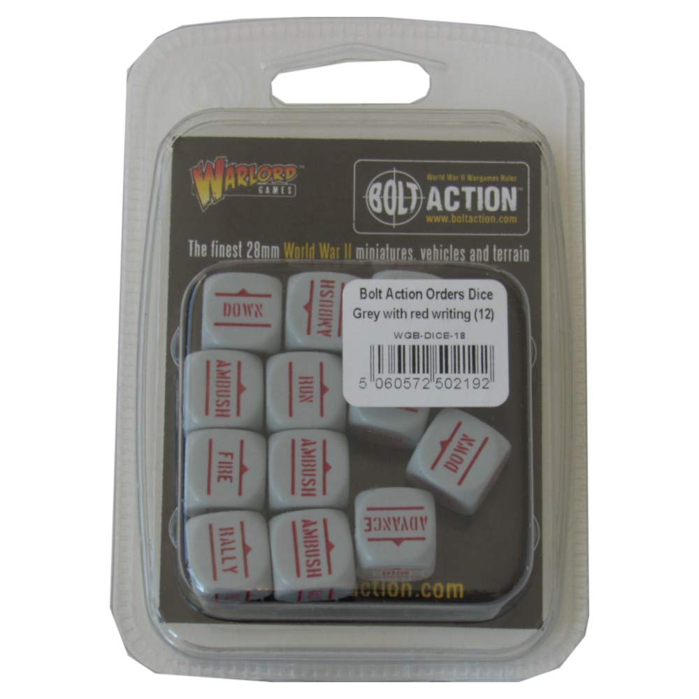 Warlord Games Order Dice for Bolt Action (Grey with Red Writing)