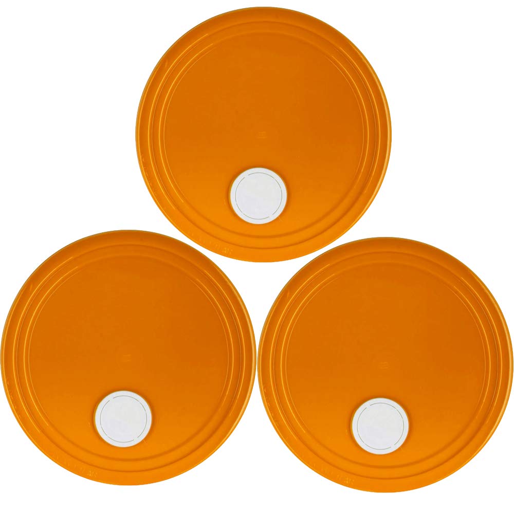 Orange Plastic Rieke Spout Lid for 3-6 Gallon Plastic Buckets-3 Pack