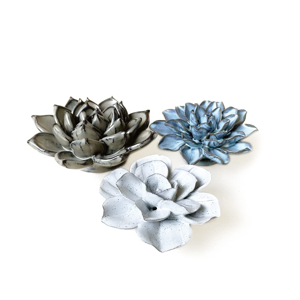 Chive ‘Coral’ Artificial Plant — Beautiful, Decorative Ceramic Flower — Unique Tablescape Piece — Small Set of 3 (Flowers)