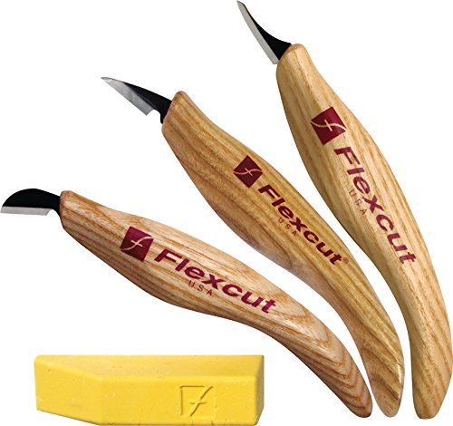 Flexcut Detail Knife Set, with Mini-Pelican Knife, Mini-Chip Carving Knife, and Mini-Detail Knife (KN400)