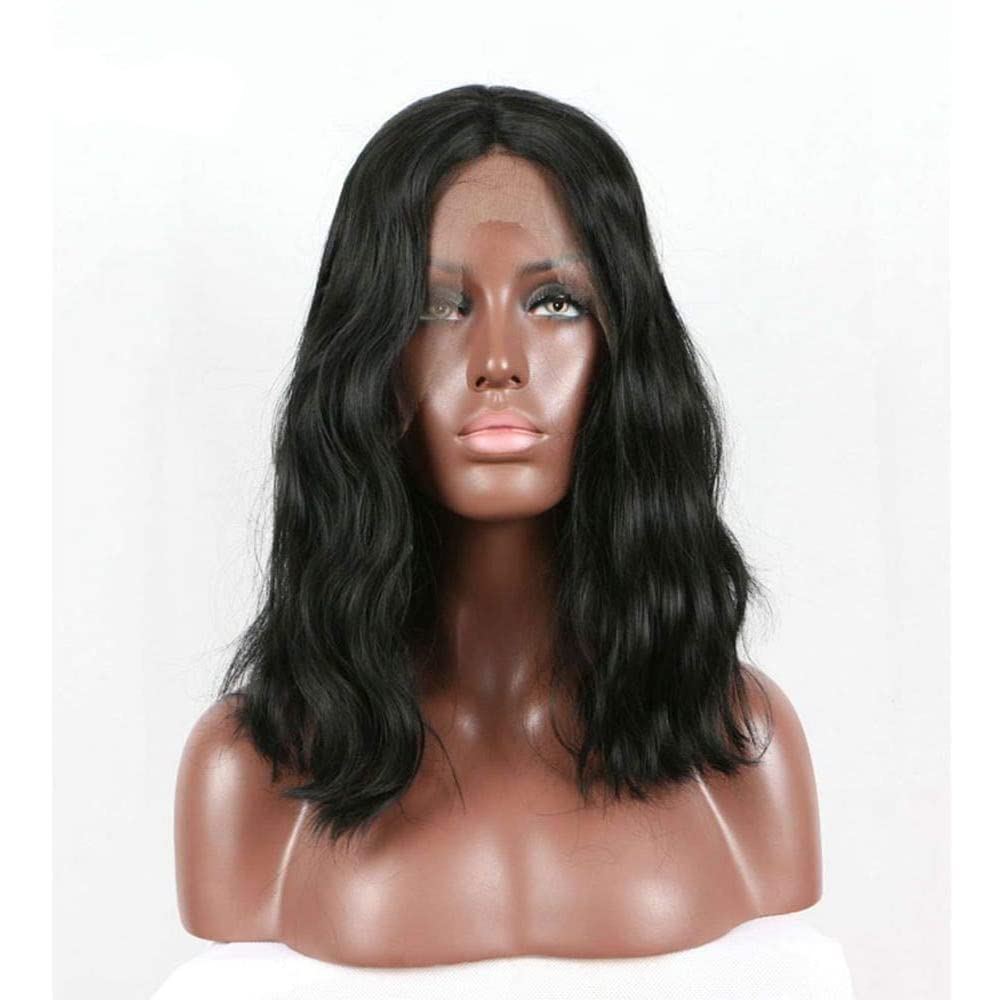 Xiweiya Short Loose Wavy #1B Black 13 * 4 Lace Front Wig Natural Black Bob Synthetic Lace Front Wig Heat Resistant Hairs High Density Wigs for Women 14inch โ image 1