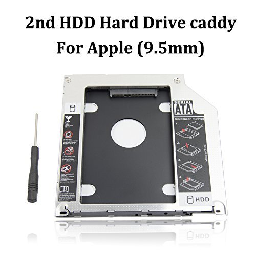 9.5mm 2nd 2.5'' SATA HDD SSD Hard Drive Disk DVD CD ROM Optical SuperDrive Caddy Tray Adapter for Apple Unibody Macbook / Macbook Pro 13 15 17 early mid late 2008 2009 2010 2011 2012...etc