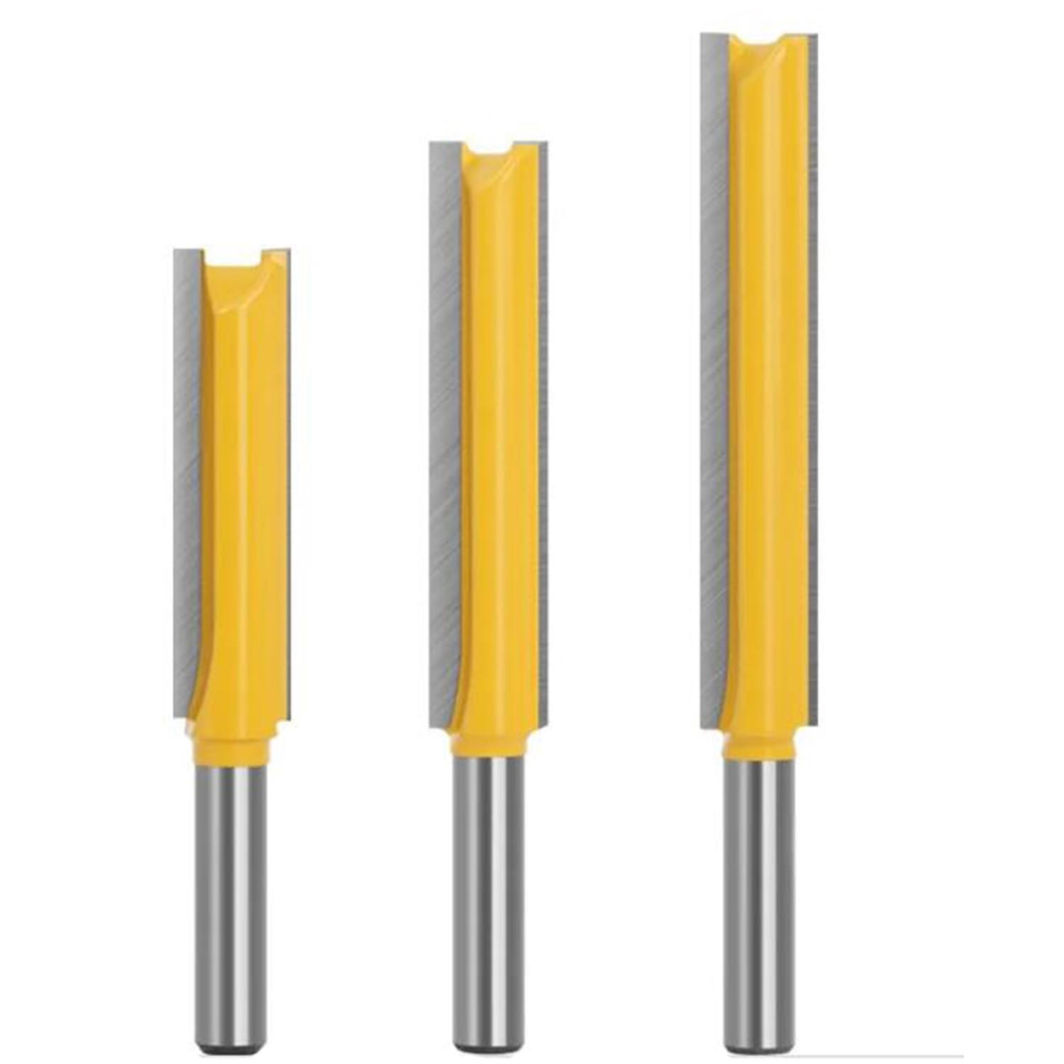 Gasea 3Pcs Extra Long Straight Router Bit, 8mm Shank Flush Trim Cutter, 50mm 63mm 76mm Cutting Length Woodworking Tools