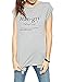 Haola Women Fashion Grey Causul Print T Shirts Summer Funny Tops M-Grey