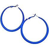 Matte Round Hoop Earrings Large Retro Neon Color Circle Earrings Multicolor Pierced Classic Lightweight Loops for Women Party Jewelry