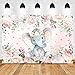 Mocsicka Elephant Baby Shower Backdrop 7x5ft Cute Girl Elephant Pink Floral Photo Booth Backdrops Elephant Birthday for Girl Photography Background