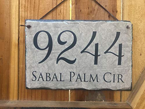 Sassy Squirrel Beautifully Handcrafted and Customizable Slate Home Address Plaque (12"x8", 12"x6", 18"x10" or 16"x10") House Sign with and mounting Hardware. Improve The Curb Appeal of Your Property - Thumbnail 4