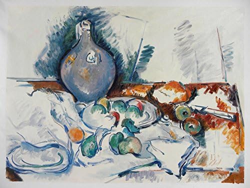 Still Life with Water Jug - Paul Cézanne high quality hand-painted oil painting reproduction,plates,fruit on table,modern home wall art,dinning room art