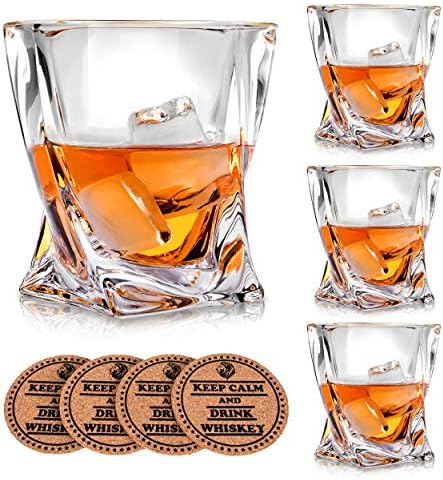 Twist Whiskey Glasses Set Of 4 By Vaci 4 Drink Coasters Ultra Clarity Crystal Scotch Glass Malt Or Bourbon Glassware Gift Set Buy Online At Best Price In Uae Amazon Ae
