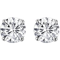 Dazzlingrock Collection IGI/DGLA Certified Diamond Stud Earrings - 0.55ctw, Sterling Silver, Screwback (Unisex)