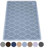 MIGHTY MONKEY Premium Cat Litter Trapping Mats, Phthalate Free, Best Scatter Control, Jumbo XL Sizes, 35 x23 inches, Mat Traps Litter, Easy to Clean, Soft on Kitty Paws, Light Blue
