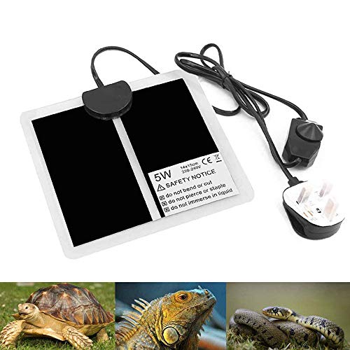 PeSandy Reptile Heating Mat with Temperature Adjustment, 5W Non-Adhesive Heat Pad for Reptiles Tortoise Snakes Lizard Gecko Hermit Crab Turtle Amphibians - Removable Under Tank Heat Pad (5.9x5.5 inch)