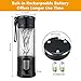 Portable Juicer Blender, Beckool Travel Personal USB Mixer Juice Cup with Updated 6 Blades and More Powerful Motor, 13Oz Bottle, 4000mAh Rechargeable Battery-Black