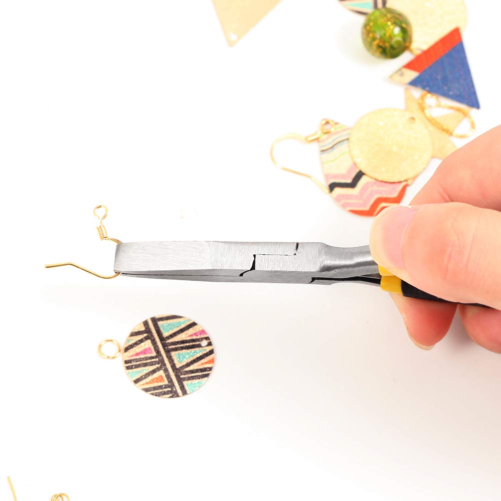 SPEEDWOX Duck Bill Fine Pliers Flat Nose Pliers for Jewelry Making Long Reach 5 Inches Mini Precision Smooth Flat Jaws Non-Slip Damping Handles Small Pliers Jewelry Repair Crafts Tools