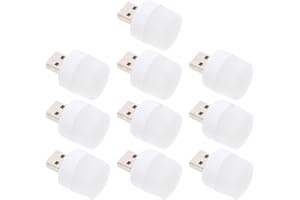Generic 10pcs USB Mini LED Night Lights Portable Illumination Lamps for Bedroom Bathroom Nursery White