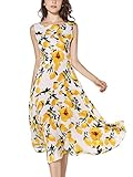 KIMILILY Women's Sleeveless Summer Lemon Printed Party Garden Swing Dresses ¡­