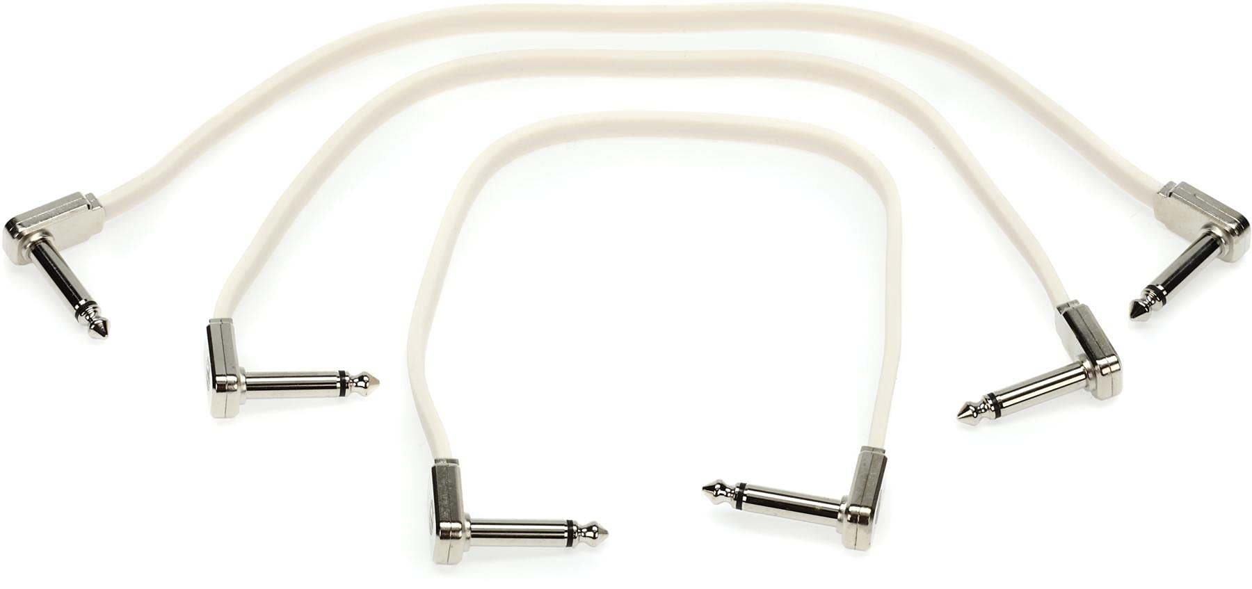 Ernie Ball 12 inch Flat Ribbon Patch Cable 3-Pack - White