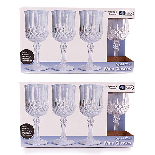 PARTY BARGAINS 8 CrystalLike Wine Glasses (8oz) Clear Shatterproof