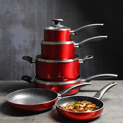Oster Cookware Set, 10Piece, Metallic Red Pricepulse