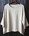 Soojun Women's Essential Casual Loose Solid Cotton Linen Tops Blouses Beige,Beige,One Size