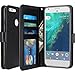 Google Pixel Case, LK Luxury PU Leather Wallet Flip Protective Cases Cover with Card Slots & Stand (Black)