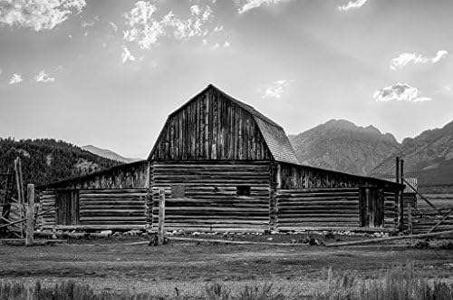 Moulton barn in Grand Teton National Park - B&amp;W. Fine art photography print Barns home decor wall art
