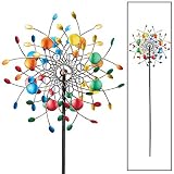 Bright Colorful Spinning Kaleidoscope Garden Decor Yard Stake with Sparkling Acrylic Beads