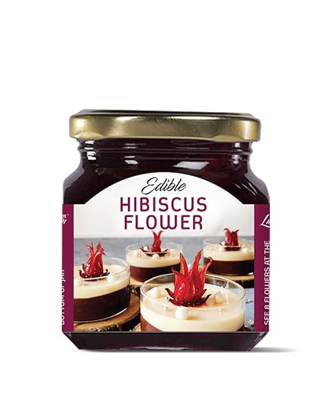 EDIBLE HIBISCUS FLOWERS PACKED IN GLASS JAR, DESSERT...