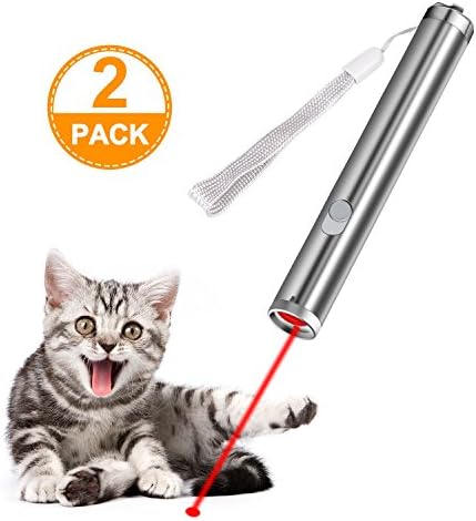Cat Chaser Toys, PetNLife Professional 2 in 1 Multi Function Cat Exercise Toys with Interactive LED Command Flashlight, Battery Operated Cat Training Tools (Battery Not Included), 2 Pack