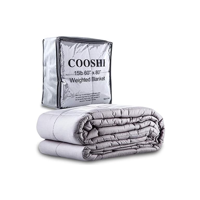 Cooshi Weighted Blanket 15 Lbs Queen and Twin Size 60″ x 80″ – Grey