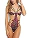 Avidlove Sexy Teddy Lingerie for Women One Piece Halter Lace Babydoll Bodysuit Rose Red S