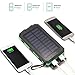 20000mAh Solar Power Bank Solar Charger Waterproof Portable External Battery USB Charger Built in LED light with Compass for iPad iPhone Android Cellphones (Black & Green)
