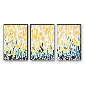 Framed Canvas Wall Art for Living Room, Bedroom Abstract Color Collage Pattern Canvas Prints for Home Decoration Ready to Hanging - 16"x24"x3 Panels